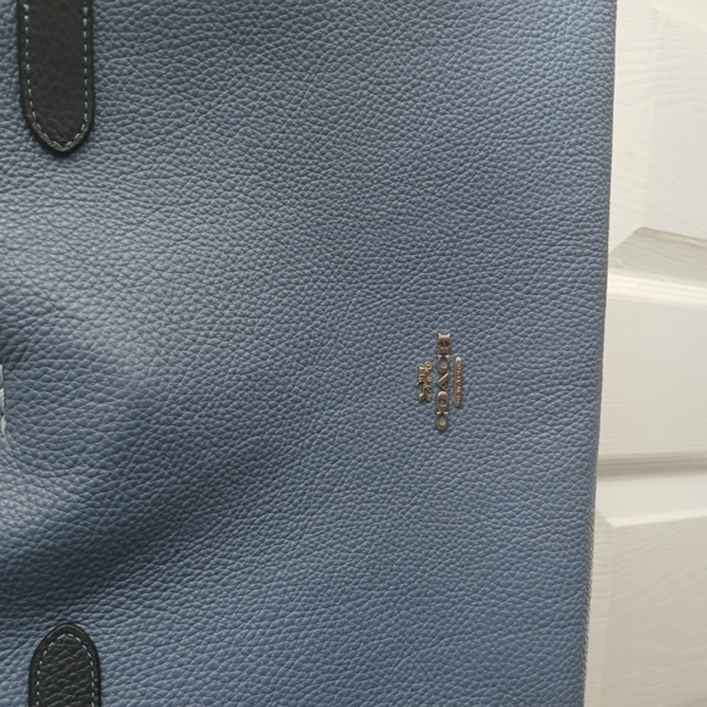 Women Coach Hanna Shoulder Blue Leather Bag